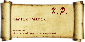 Karlik Patrik névjegykártya